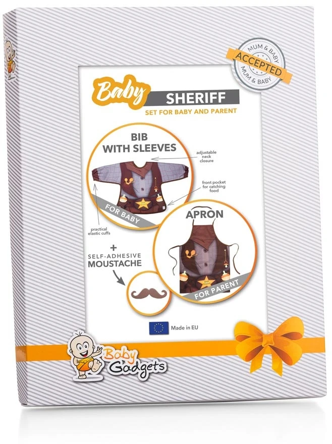 Baby Gadgets Linksmas seilinukas su rankovėmis kūdikiui ir suaugusiųjų prijuostė, dovanų dėžutėje