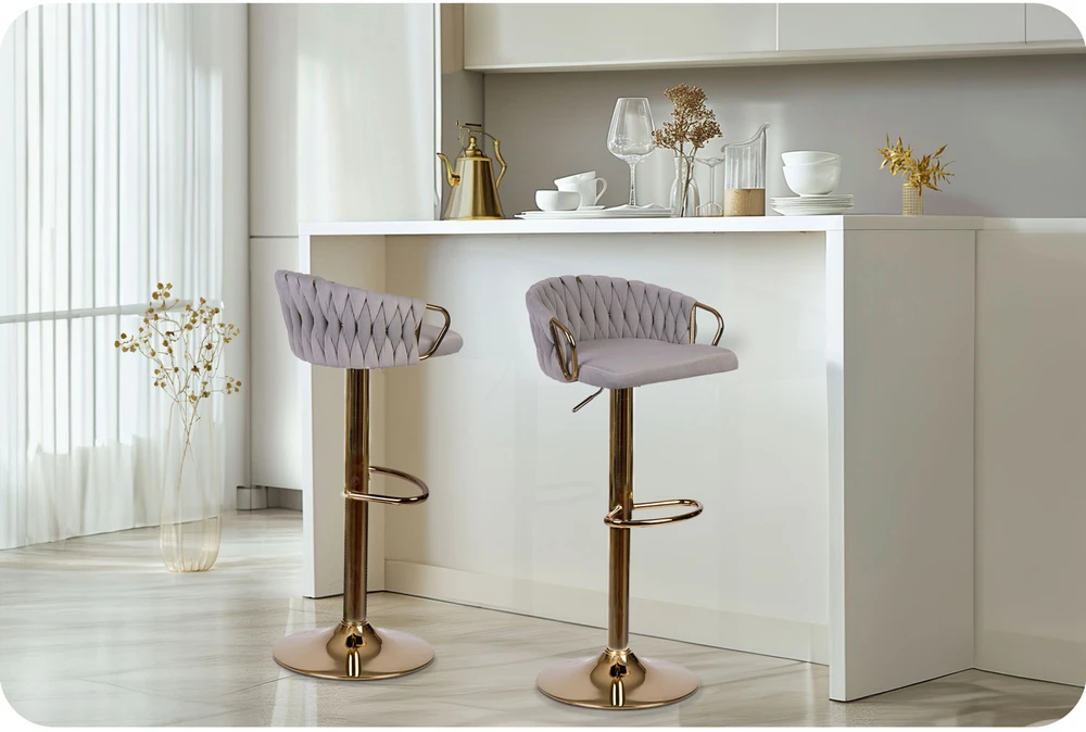 Sofotel „Elissian Sofa“ baro kėdė su atlošu, pilka su auksiniu pagrindu