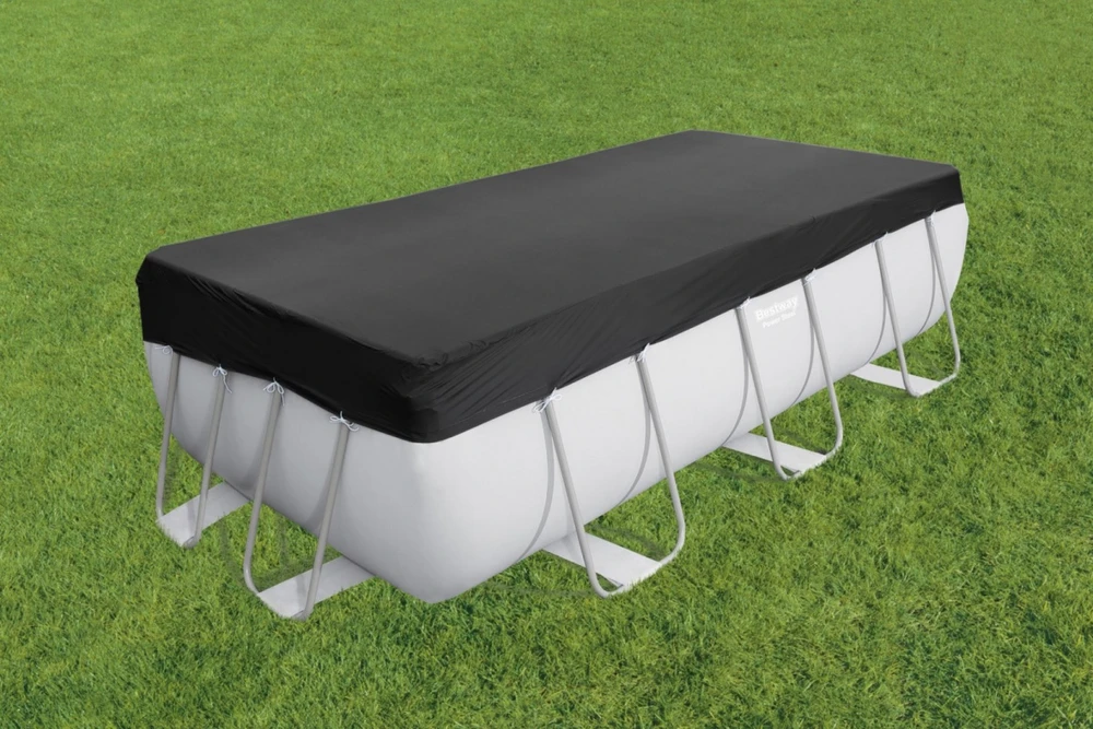 Bestway® PVC baseino uždangalas 396 x 185 cm, juodas, kvadratinis