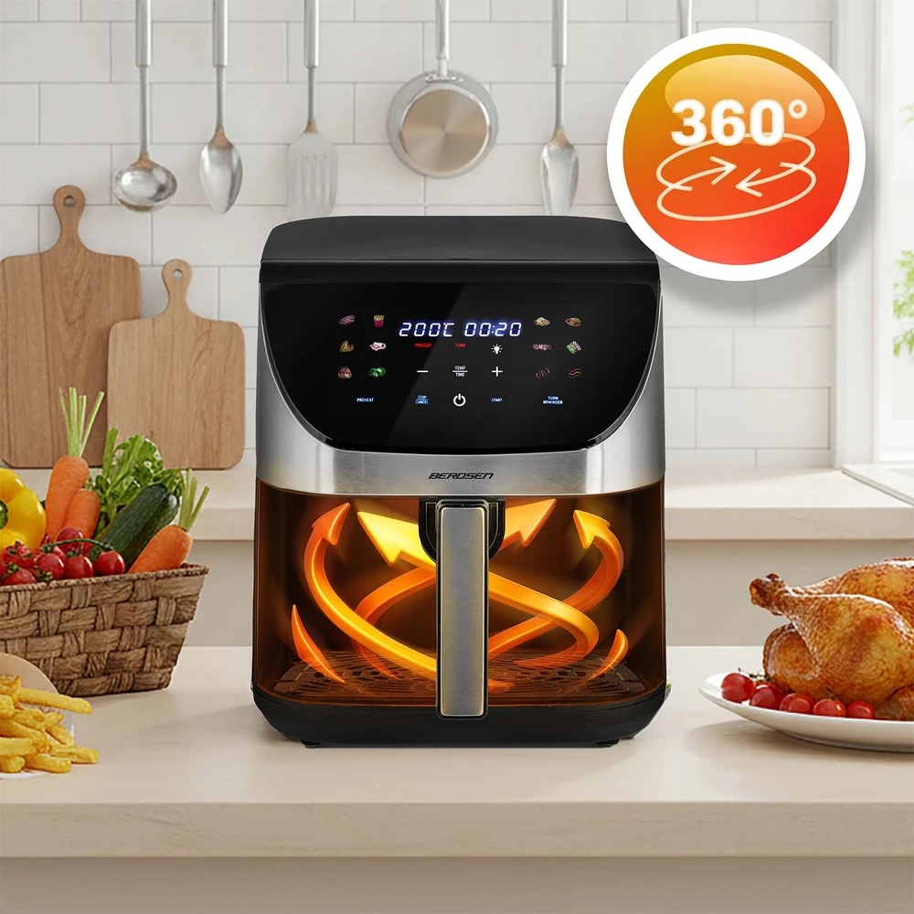 Bealiejė gruzdintuvė Berdsen BD-659, 8 l, 1700 W, sidabrinės spalvos
