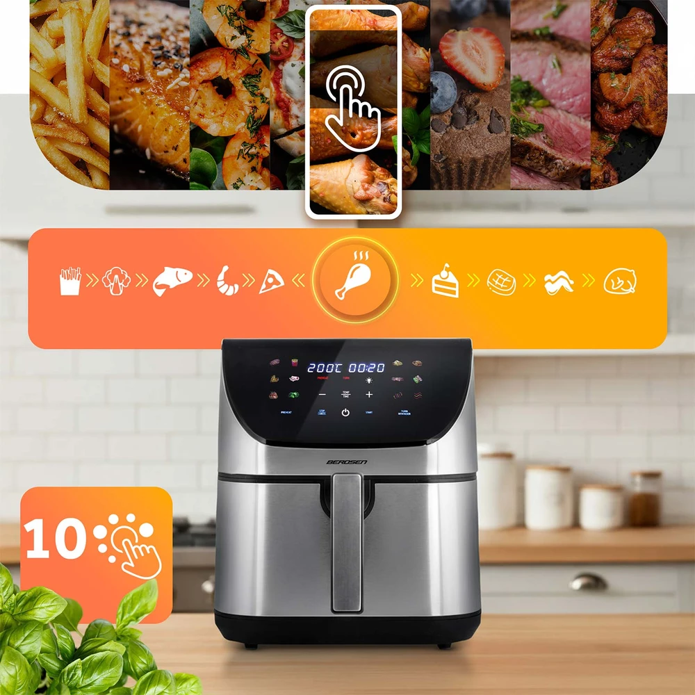 Bealiejė gruzdintuvė Berdsen BD-659, 8 l, 1700 W, sidabrinės spalvos