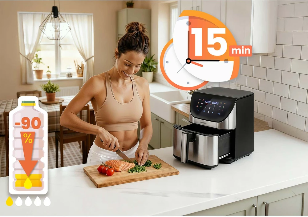 Bealiejė gruzdintuvė Berdsen BD-659, 8 l, 1700 W, sidabrinės spalvos