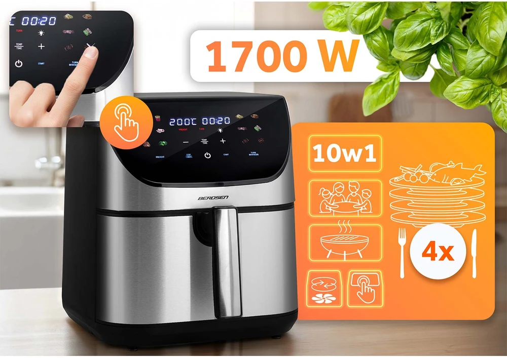 Bealiejė gruzdintuvė Berdsen BD-659, 8 l, 1700 W, sidabrinės spalvos