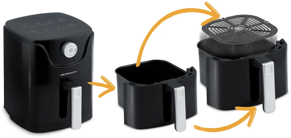 Belaidė juoda gruzdintuvė Berdsen BD-654 Air Fryer