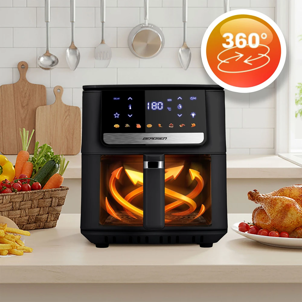 Berdsen Gruzdintuvė be aliejaus, didelės talpos, sveikas maisto gaminimas, 6.5L, 1700W, gruzdintuvė be riebalų, virtuvės prietaisas, karšto oro gruzdintuvė