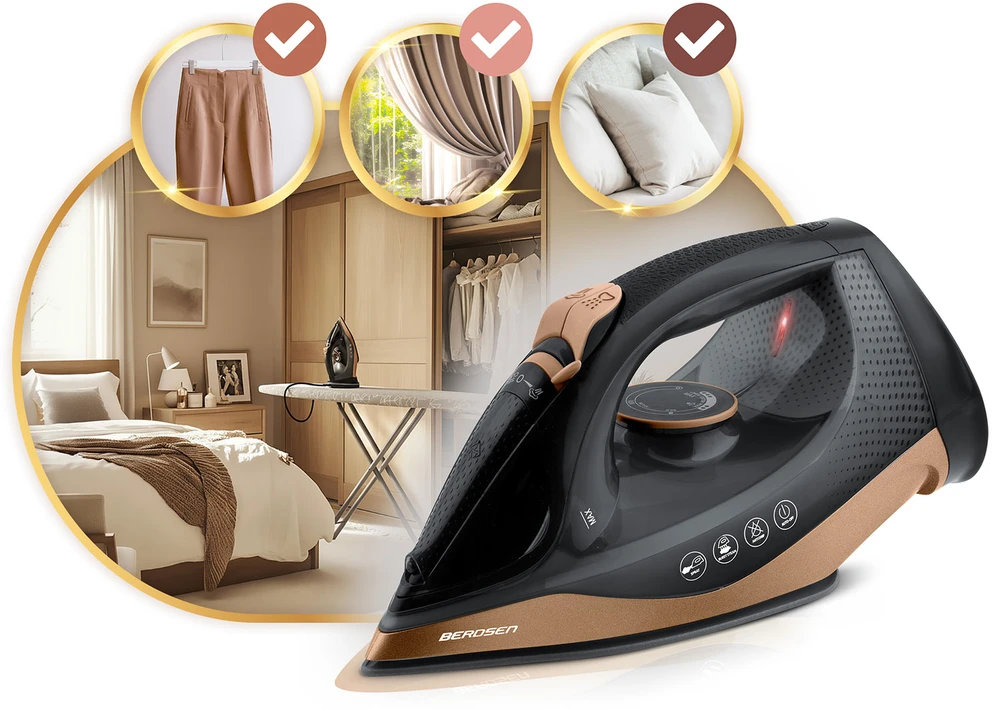 Belaidis garinis lygintuvas 2600 W, Berdsen BD-333, su keramine danga
