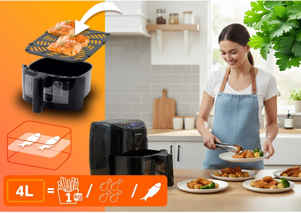 Berdsen BD-658 juoda 4 l bealiejė oro gruzdintuvė 1500 W