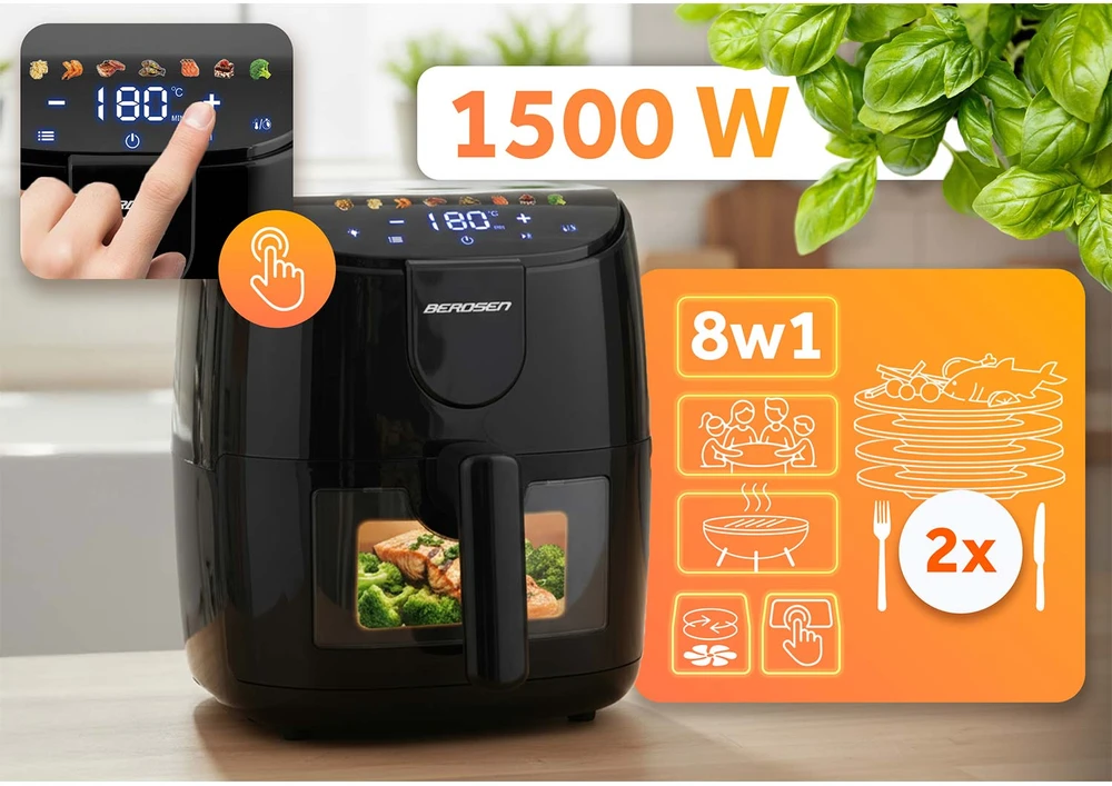 Berdsen BD-658 juoda 4 l bealiejė oro gruzdintuvė 1500 W
