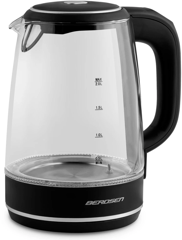 Berdsen BD-702 2L stiklinis elektrinis virdulys, juodas