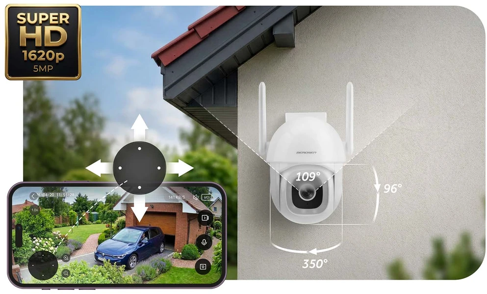 Berdsen BD-943 išorinė pasukama 5MP WiFi IP kamera