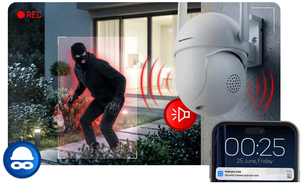 Berdsen BD-943 išorinė pasukama 5MP WiFi IP kamera