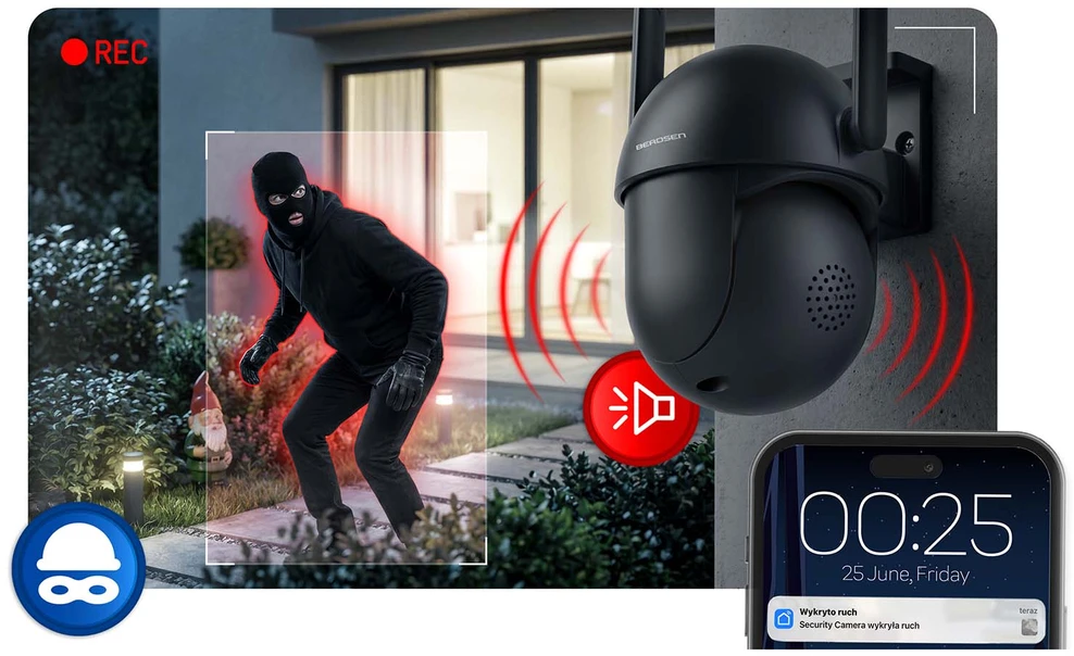 Berdsen BD-943 išorinė pasukama 5MP WiFi IP kamera