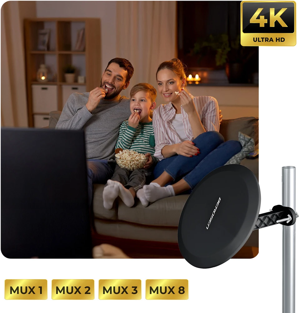 Berdsen BD-955 juoda ultra HD 4K vidaus ir lauko TV antena