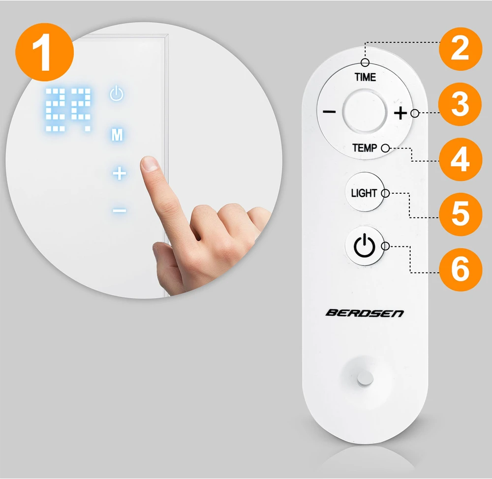 Berdsen BD-987 infraraudonųjų spindulių šildytuvas 800 W su WiFi pulteliu ir programėle