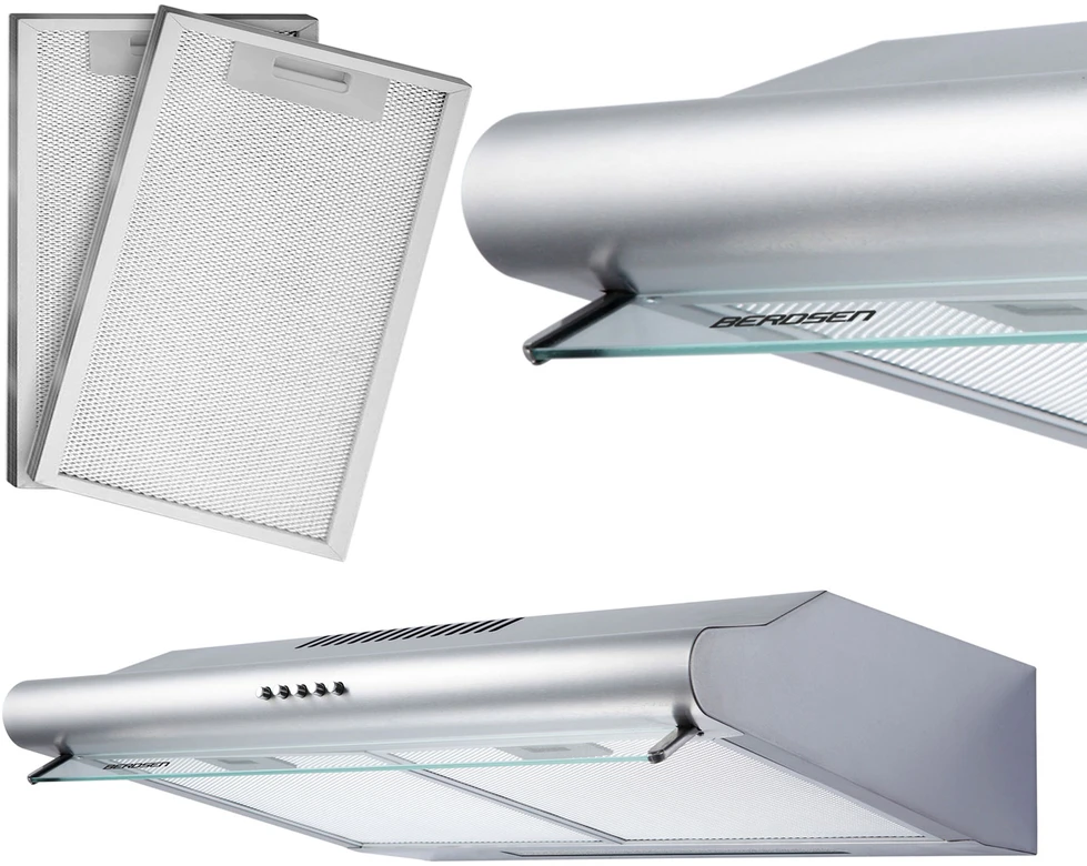 Berdsen Nerūdijančio plieno virtuvės gartraukis, montuojamas po spintele, Inox apdaila, 50 cm virtuvės ištraukimo ventiliatorius, moderni virtuvės ventiliacija