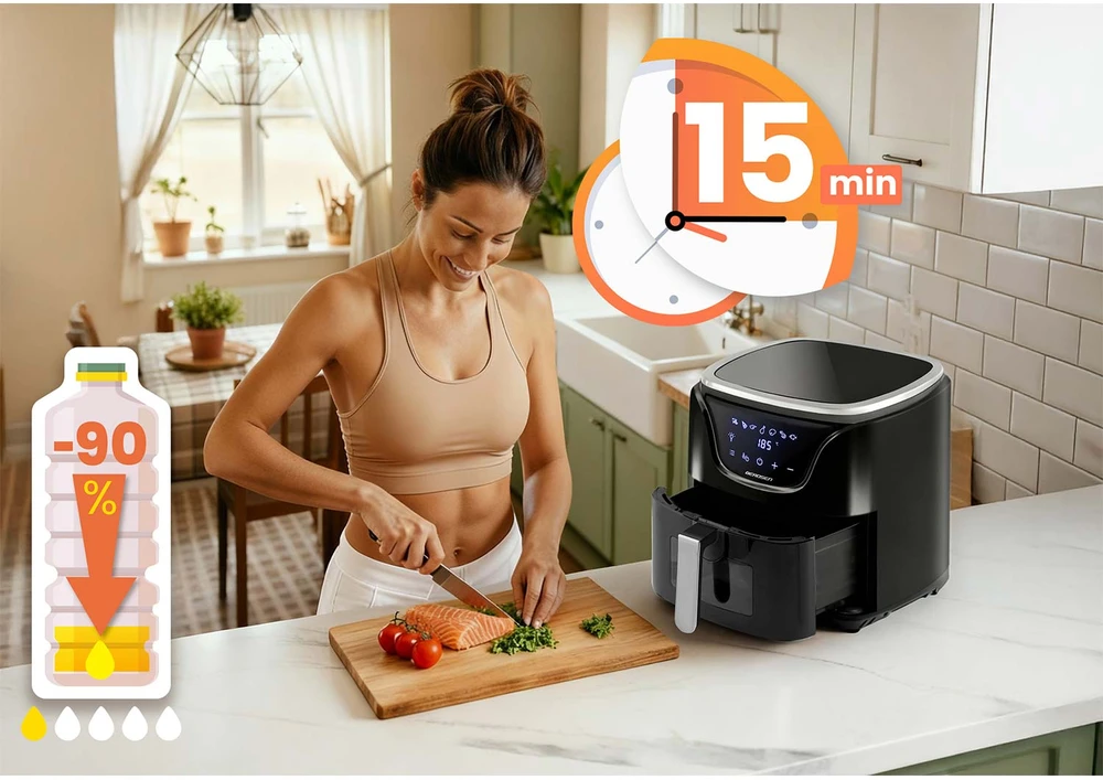 Berdsen Bealiejė gruzdintuvė Air Fryer 5 l BD-652 juodos ir sidabrinės spalvos