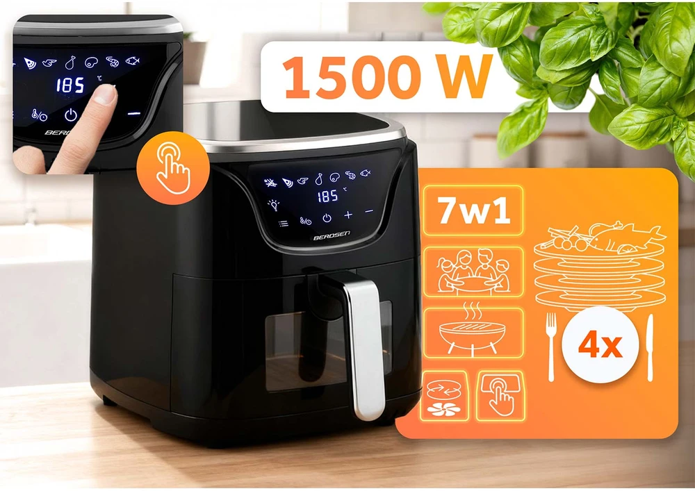 Berdsen Bealiejė gruzdintuvė Air Fryer 5 l BD-652 juodos ir sidabrinės spalvos