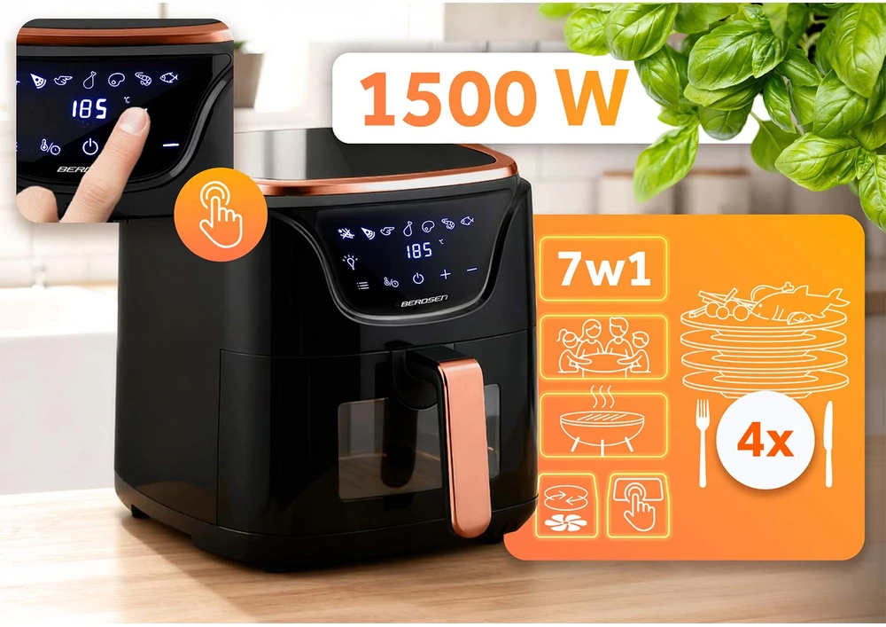 Berdsen Bealiejė oro gruzdintuvė Air Fryer BD-652 juodos ir aukso spalvų