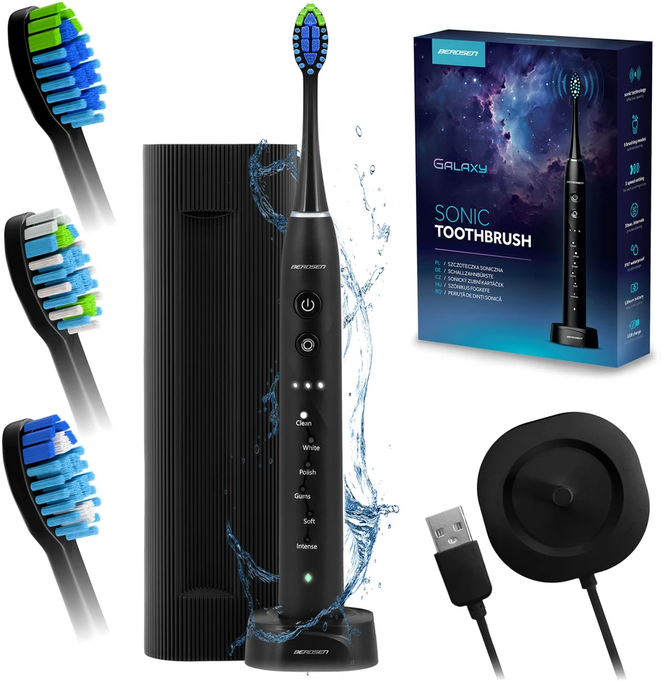 Berdsen Galaxy sonic dantų šepetėlis, juodas