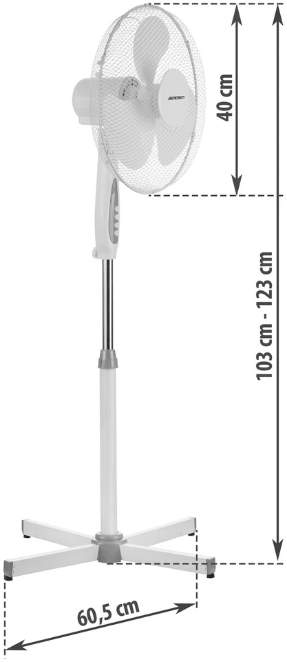 Berdsen 355000 grindų ventiliatorius, baltas ir pilkas