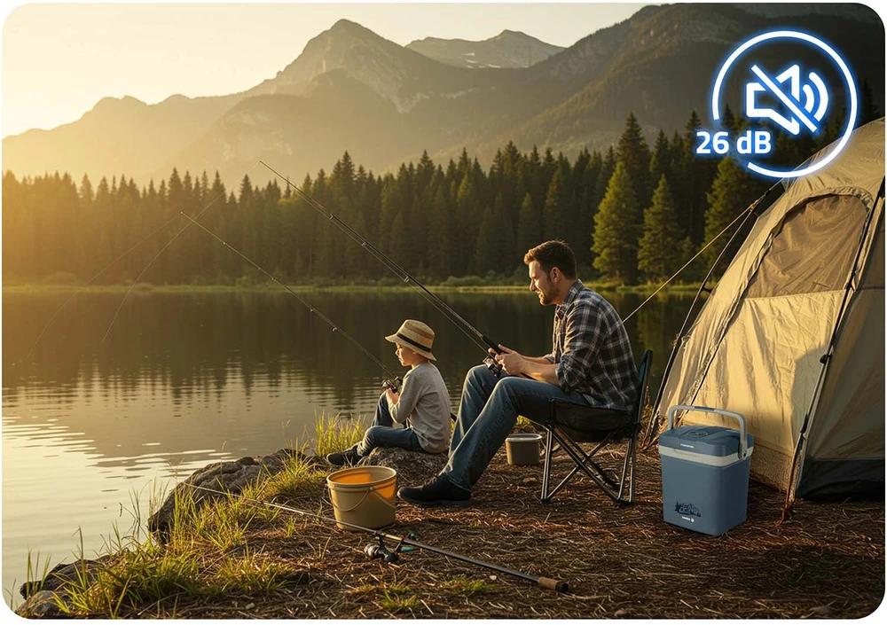 Berdsen Icemax 26 l mėlynas turistinis šaldytuvas su ECO režimu