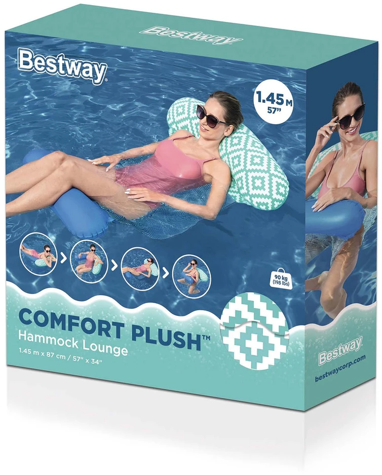Bestway plaukimo kėdė gultas vandens hamakas Comfort Plush 145x87 cm 43555