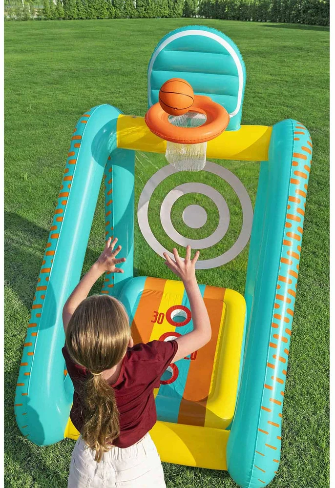 Bestway 3 viename sodo žaidimas krepšinis + futbolas + vartai 127x109x178cm 52813