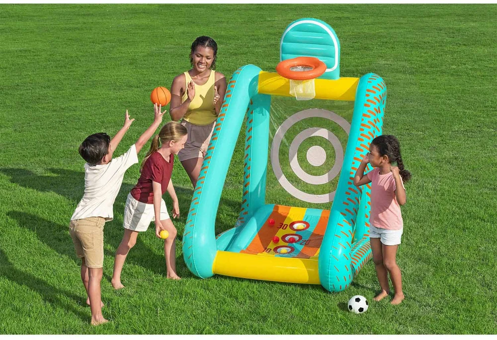 Bestway 3 viename sodo žaidimas krepšinis + futbolas + vartai 127x109x178cm 52813