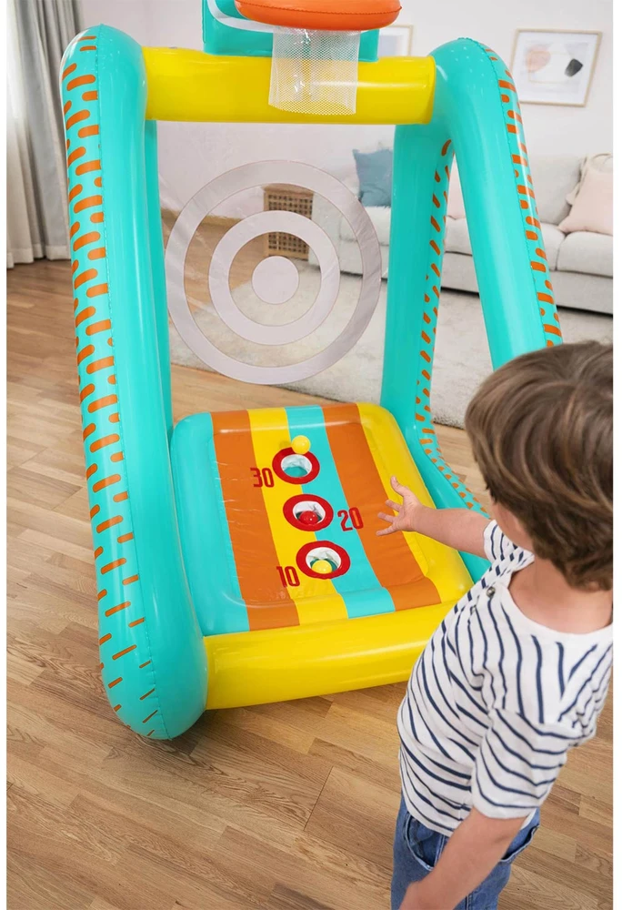 Bestway 3 viename sodo žaidimas krepšinis + futbolas + vartai 127x109x178cm 52813