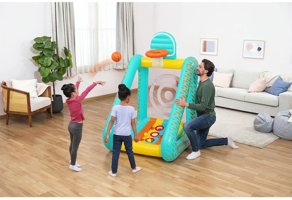 Bestway 3 viename sodo žaidimas krepšinis + futbolas + vartai 127x109x178cm 52813