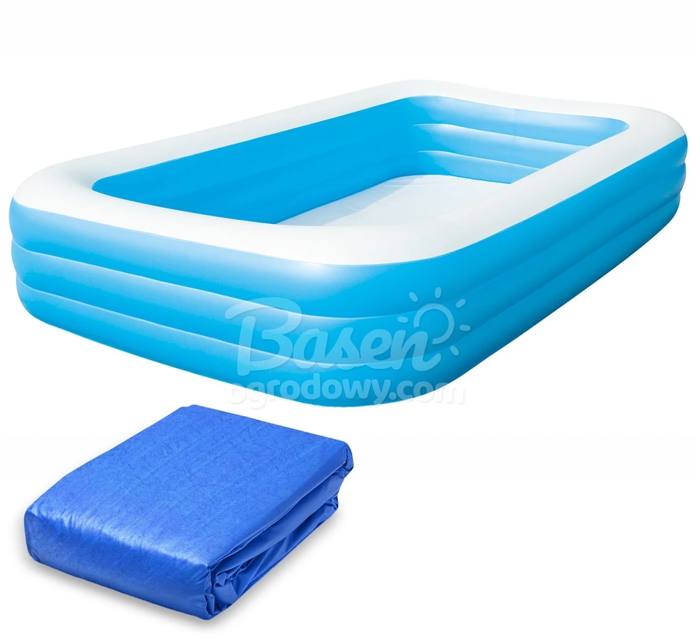 Bestway Šeimos pripučiamas baseinas, stačiakampis irklavimo baseinas, su dangčiu, 305 x 183 x 56 cm, didelis sodo baseinas, vaikų vasaros baseinas