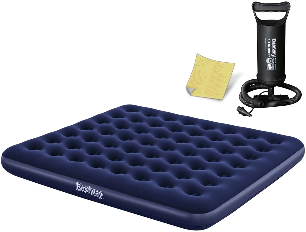 Pripučiamas čiužinys 203x183x22 cm su stūmokliniu pompa Bestway 67004