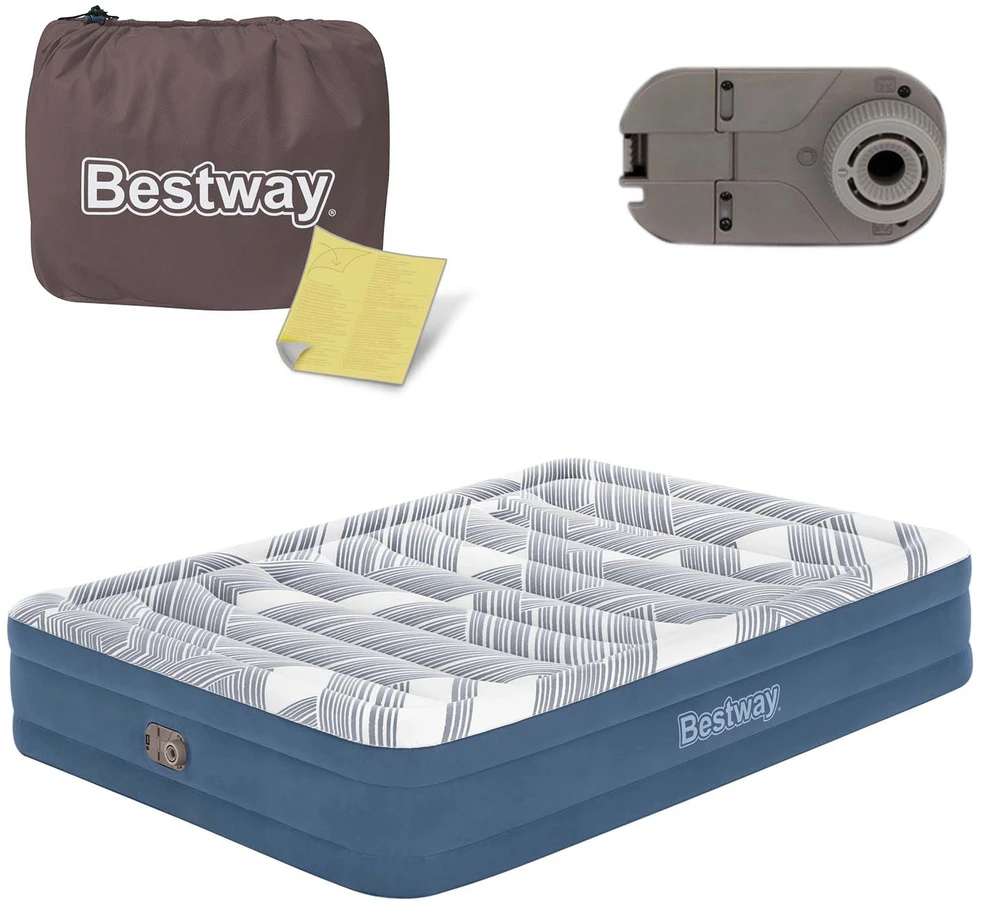 „Bestway 2“ asmens patogus karalienės čiužinys 203x152x36cm įmontuotas siurblys 6712y
