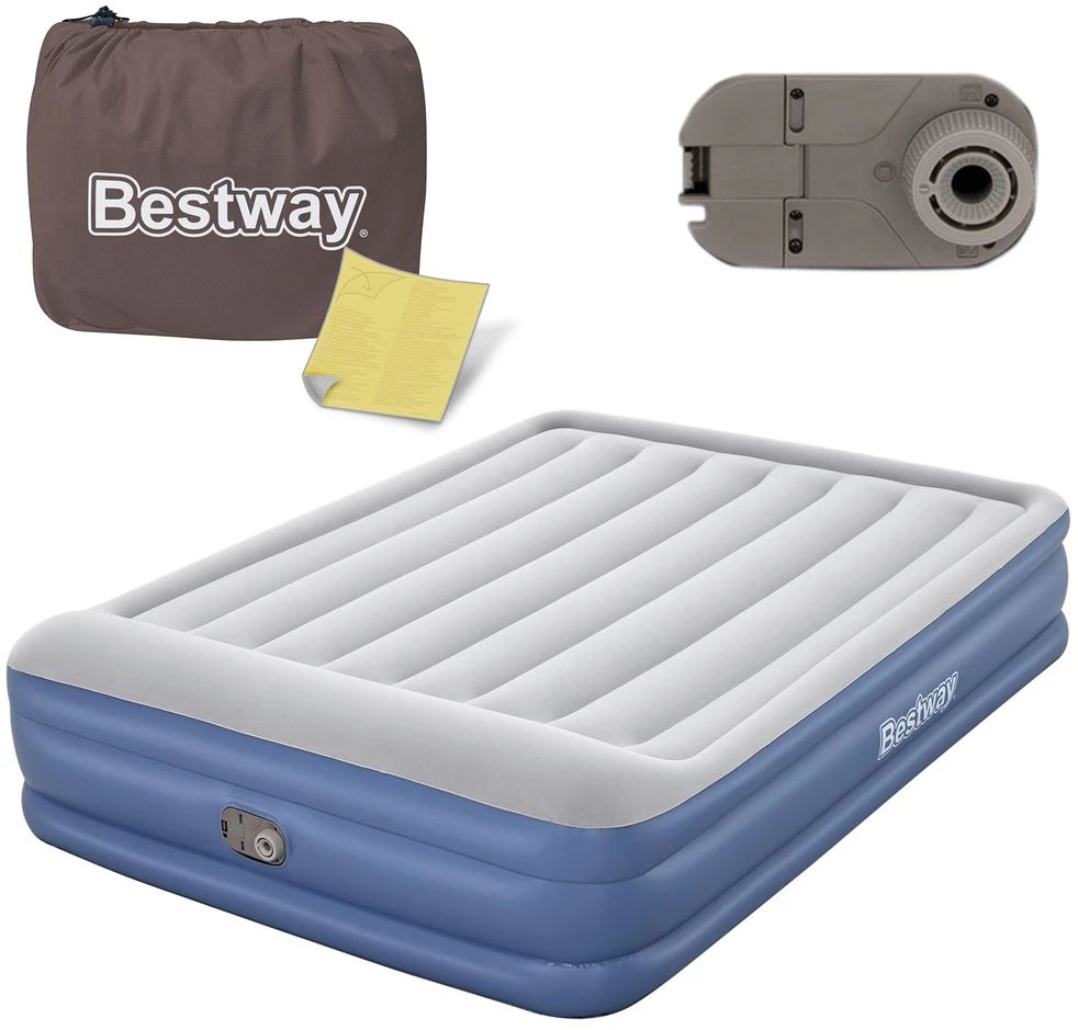 Bestway 67630 pripučiamas čiužinys 203x152x46 cm su integruota elektrine pompa