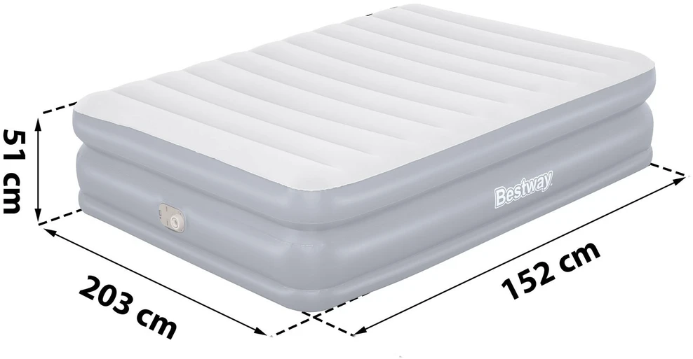 Pripučiamas čiužinys 203x152x51 cm su įmontuotu elektriniu siurbliu Bestway 67925