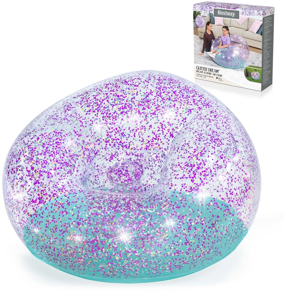 „Bestway Glitter“ kėdė pripučiama „Pouffe Glitter Dream 114 x 112 x 66cm 75115“