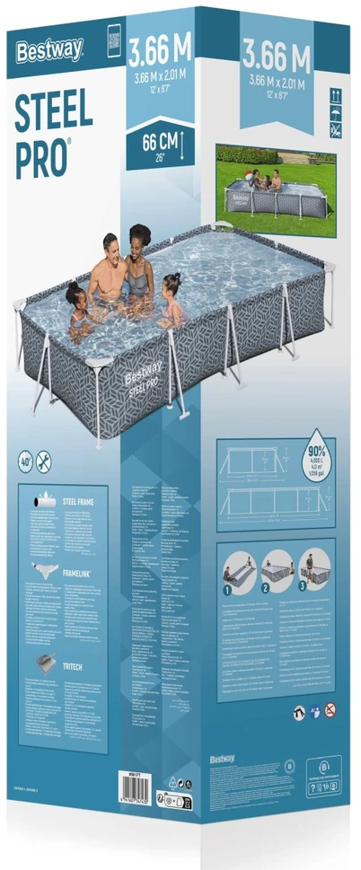 Plieninis "Pro Frame" baseinas 366x201x66cm BESTWAY