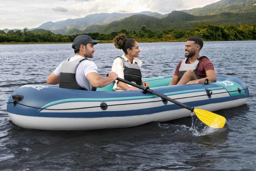 Bestway Pripučiama TREK X3 pontono valtis 3 kamerų, 360 kg apkrovai, su irklais ir pompa