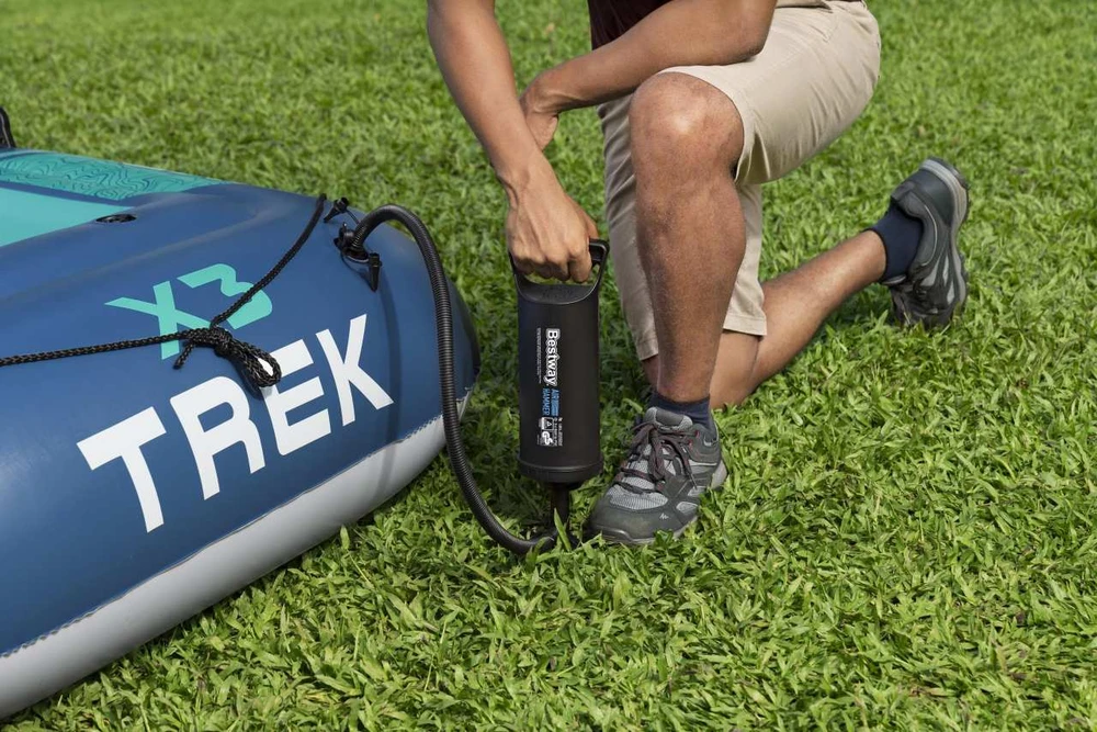 Bestway Pripučiama TREK X3 pontono valtis 3 kamerų, 360 kg apkrovai, su irklais ir pompa