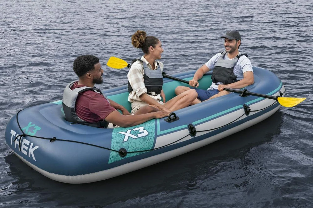 Bestway Pripučiama TREK X3 pontono valtis 3 kamerų, 360 kg apkrovai, su irklais ir pompa