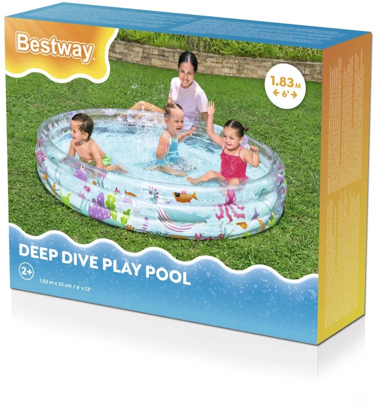 Bestway® vaikiškas pripučiamas baseinas Deep Dive Ø 183 x 33 cm, apvalus