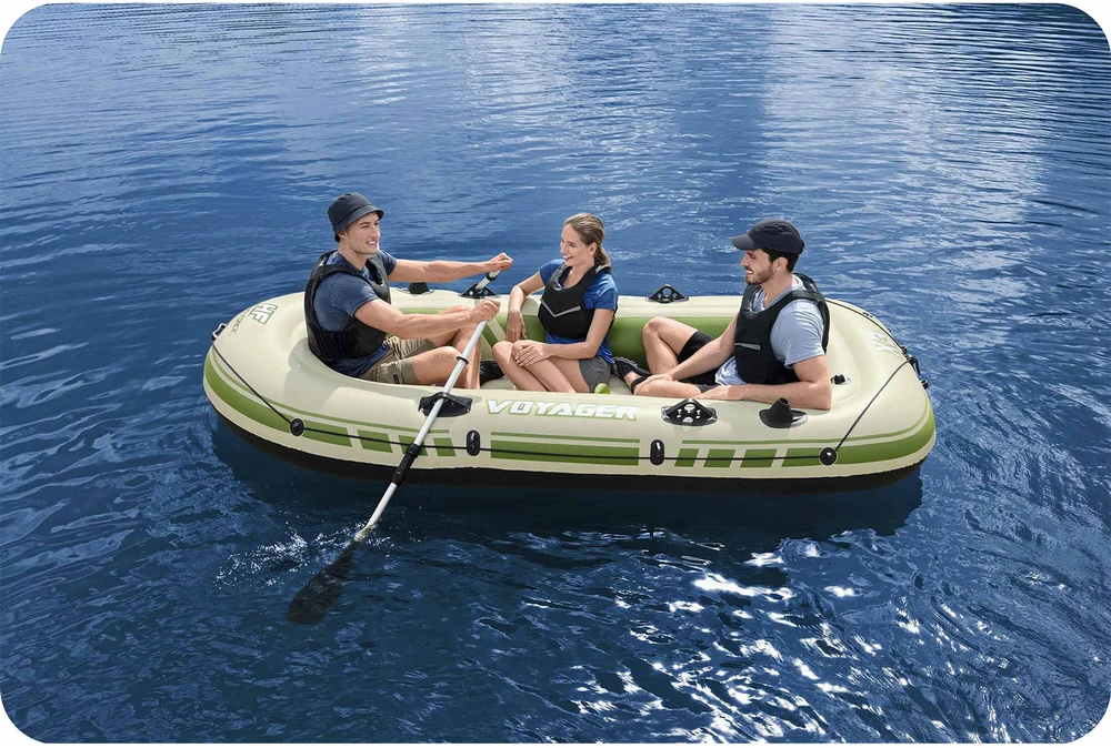 Bestway pripučiamas pontonas + irklai 294 x 137 cm Voyager X3 plaustų rinkinys 65164