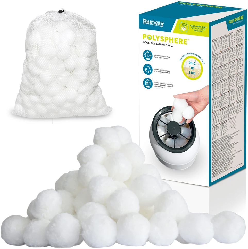 Baseino smėlio pompa + filtro kamuoliukai, 3596 l/val. „Bestway 58515“