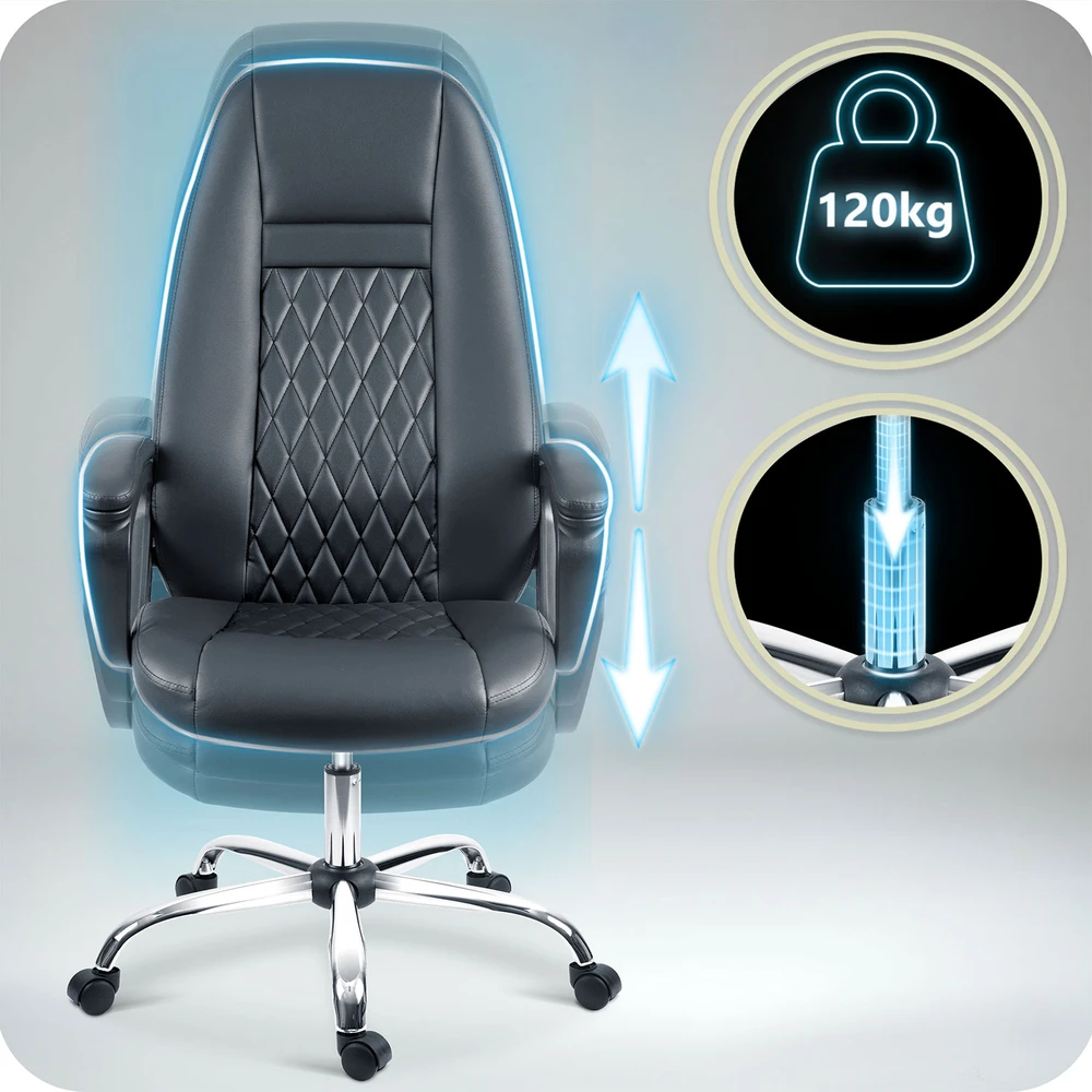 Sofotel Ekologinės odos biuro kėdė, reguliuojamo aukščio, ergonomiško dizaino, chromuotas pagrindas, patogus sėdėjimas
