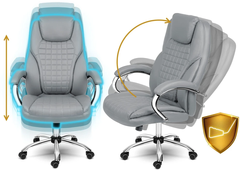 Sofotel Biuro kėdė, ergonomiškas dizainas, reguliuojamas aukštis, supimo funkcija, pilka vadovo kėdė, patogi darbo kėdė