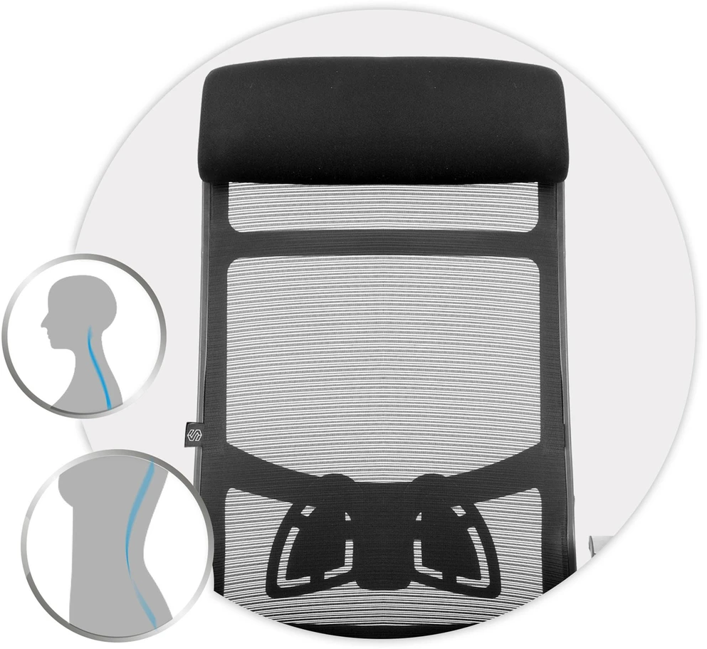 Sofotel Biuro kėdė su tinklelio atlošu, ergonomiško dizaino, reguliuojamo aukščio, juoda vadovo kėdė, patogi kompiuterio kėdė namų biurui