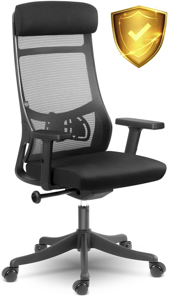 Sofotel Biuro kėdė su tinklelio atlošu, ergonomiško dizaino, reguliuojamo aukščio, juoda vadovo kėdė, patogi kompiuterio kėdė namų biurui