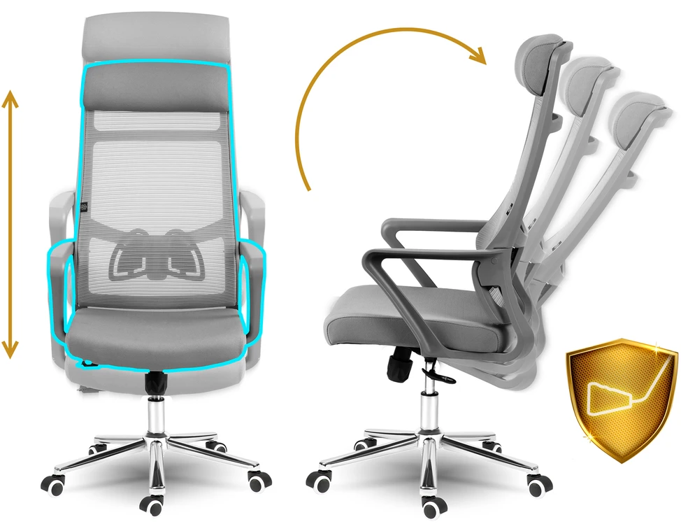 Sofotel Biuro kėdė su kvėpuojančiu tinkleliu, reguliuojamu aukščiu, supimo funkcija, ergonomišku dizainu, patogus sėdėjimas darbui ir poilsiui