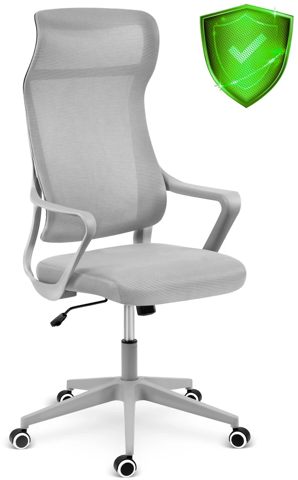 Sofotel Biuro kėdė su tinklelio atlošu, reguliuojamu aukščiu, ergonomišku dizainu, supimo funkcija, pilka darbo kėdė