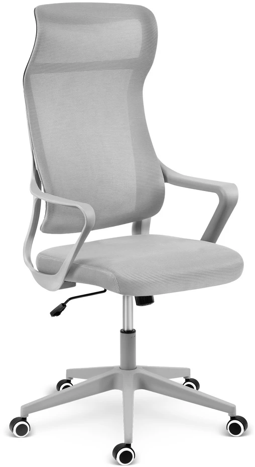 Sofotel Biuro kėdė su tinklelio atlošu, reguliuojamu aukščiu, ergonomišku dizainu, supimo funkcija, pilka darbo kėdė